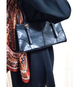 Hediyelik Elif Model Klasik Vintage Baget Kadın Çanta - Omuz Ve El Çantası (Siyah)