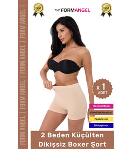 #Şort 2 Beden Küçülten Toparlayıcı Bel Sıkılaştırıcı Şekillendirici Yüksek Bel Dikişsiz Boxer Şort