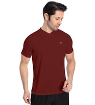 Crozwise V Yaka Erkek Bordo Spor T-shirt - 7136-07
