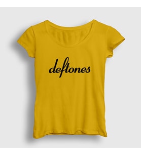Presmono Kadın Sarı Logo Deftones T-Shirt 139061tt (Sarı)