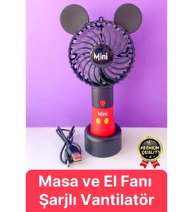 Yeni Seri Taşınabilir Kablosuz 1200mAh Pervaneli 2 Kademeli Usb Şarjlı Masa ve El Fanı Vantilatör