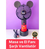 Yeni Seri Taşınabilir Kablosuz 1200mAh Pervaneli 2 Kademeli Usb Şarjlı Masa ve El Fanı Vantilatör