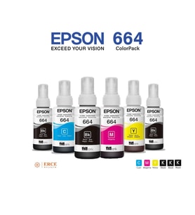 Epson 664 EcoTank L365 Uyumlu 4 Renk +2 Siyah Mürekkep Takımı
