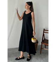 Kadın Sloane Pike Modal Kumaş Büzgü Lastik Askılı Maxi Yazlık Elbise