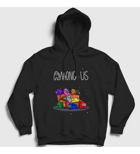 Presmono Unisex Siyah Couch Among Us Kapüşonlu Sweatshirt 77207tt