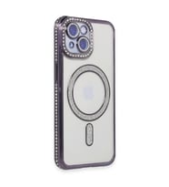 Apple iPhone 13 Kılıf Joke Simli Magneticsafe Kılıf - Derin Mor