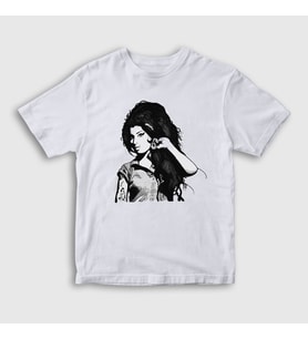 Presmono Unisex Çocuk Beyaz Retro Amy Winehouse T-Shirt 152149tt