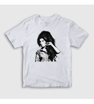 Presmono Unisex Çocuk Beyaz Retro Amy Winehouse T-Shirt 152149tt