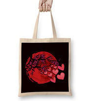 Sakura Heart Cherry Blossom Tree Japan Nature Japanese Art Bez Çanta Uzun Saplı