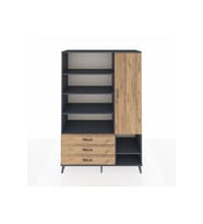 Hyperion Gardrop 9 Raflı 3 Çekmeceli Tek Kapaklı  132x44x195 Antrasit-Çam