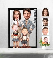 Kişiye Özel 3D  Ahşap Tablo 4 kişilik Aile Model 30x40 -4