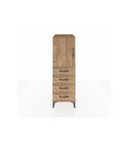 Kronos Dolap 2 Raflı 4 Çekmeceli Tek Kapaklı 44x59x134 Çam-Çam
