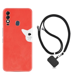 Tecno Spark 8T Kılıf Silikon Boyun Askılı İpli Desenli Silikon Kedoş 1735