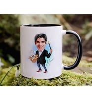 Bk Gift Kişiye Özel Sihirbaz Karikatürlü Siyah Kupa Bardak-1, Sevgiliye Hediye, Arkadaşa Hediye