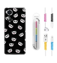 Huawei Nova Y70 Y90 Nova 9 SE  Kılıf Kablo Koruma Spiral Silikon Panda Suratları 1773