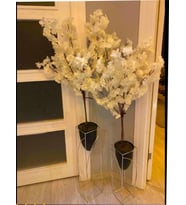 Metal 2'li Metal Gümüş Ayaklı Dekoratif Siyah Saksı Çiçeklik Vazo FLYON-HSN102