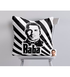 BK Gift Kişiye Özel Godfather Baba Silüet Tasarımlı Beyaz Yastık-1