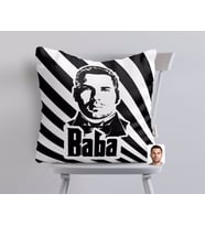 BK Gift Kişiye Özel Godfather Baba Silüet Tasarımlı Beyaz Yastık-1