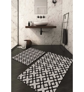 Dijital Baskılı Kaymaz Taban Yıkanabilir 2'li Klozet Takımı Banyo Paspası NDKZ-HT-509 (Gri)