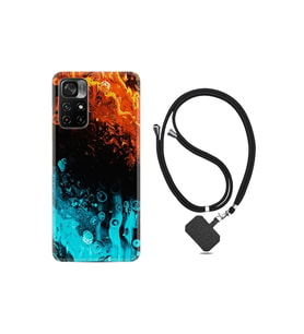 Xiaomi Poco X4 Pro Kılıf Ipli Boyun Askılı Desenli Silikon Orange Blue Color 1665
