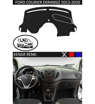 Ford Courier Ekransız 2013-2020 İçin Uygun Torpido Koruma Halısı Siyah Kenar Renk Siyah