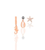 Gümüş rose zirkon taşlı deniz  kombin üçlü küpe seti  SGTL11385ROSE