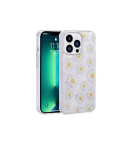 Apple iPhone 12 Pro Uyumlu Kılıf Simli Desenli Kamera Korumalı Parlak Zore Popy Kapak (Papatya)
