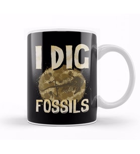 Funny I Dig Fossils Paleontology Pun Dinosaur Kupa Bardak Porselen