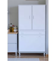 Eliusta Pine 95 cm Genişlikte Dolap 95x171x32,5 cm  Banyo/Mutfak Dolabı İki Kapaklı Sepetli Dolap (Beyaz)