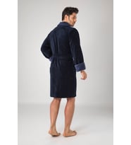 Nuşa Men Bambo Cotton Erkek Bornozu (Lacivert)