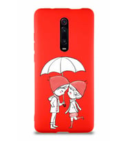 Xiaomi Redmi K20 Pro Soft Premier Kapak Aşk Tasarımlı Silikon Kılıf - Kırmızı (Şeffaf)