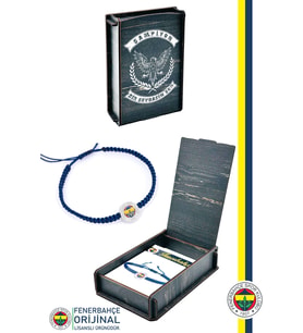 Fenerbahçe Orijinal Lisanslı Fb Logo Makrome Bileklik Hediyelik Ahşap Kutulu (Lacivert)