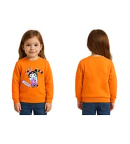 Unisex Kuromi Baskılı Çocuk Swaetshirt 3 İplik Şardonlu (Turuncu)