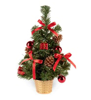 Süslemeli 30 cm Çam Ağacı - Süslü Çam Ağacı - Yılbaşı Çam Ağacı  (Yeşil)