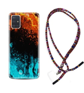 Samsung a71 A72 A73 A7 A9 2018 C7 C9 Kılıf Boyun Asklı Rasta Silikon Orange Blue Color 1665