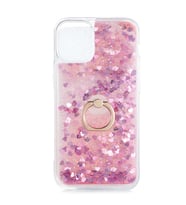 Uyumlu Model Apple iPhone 12 Mini Kılıf İçi Sıvılı Yüzüklü Kapak (Pembe)