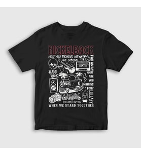 Presmono Unisex Çocuk Siyah Hard Rock Nickelback T-Shirt 537939tt