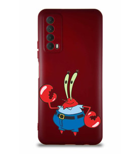 Huawei P Smart 2021 Soft Premier Kapak Bay Yengeç Tasarımlı Silikon Kılıf - Mürdüm (Şeffaf)