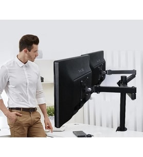 Monozone 2li Çift Kol Monitör Tutucu Led Tv Full Hareketli Çelik Masa Tutucu 17-32inç LCD Masaüstü Standı Desteği