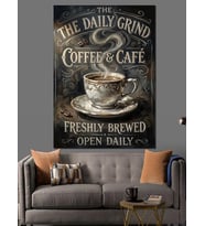 The Daily Grind Kahve Tabelası Dekoratif Kanvas - Mdf Ahşap Tablo