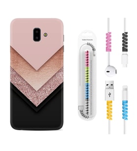 Samsung J6 Plus J7 Prime J7 Pro M20 Kılıf Kablo Koruma Spiral Silikon Great Marble 1405