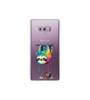 Samsung Galaxy Note 9 ile Uyumlu Splash Tembel Hayvan Tasarımlı Şeffaf Silikon Kılıf