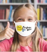 Çocuklara Özel İsimli Yıkanabilir Beyaz Okul Maskesi-11