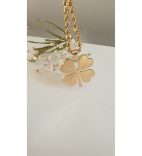Çelik Kadın Kolye ÇELİK YONCA KOLYE KADIN 316L KARARMAZ RENK GARANTİLİDİR 14 K GOLD 60 CM İSİM YAZILABİLİR