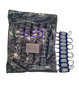 100 Adet 12 Volt 1.2 Watt Dar Açılı Tek Lensli Mavi Led Modül IP65 1Paket