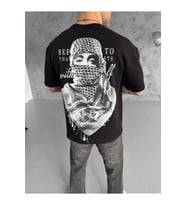 Unisex Baskılı Oversize T-Shirt - Siyah