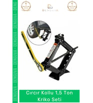 Premium Seri Araba Kaldırma Akordiyon Tip Makas Cırcır Kollu 1.5 Ton Bijon Anahtarlı Kriko Set