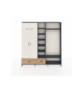 Arges Dolap 12 Raflı 2 Çekmeceli 2 Askılı 220x30x243 Antrasit-Aytaşı/Çam