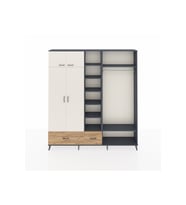 Arges Dolap 12 Raflı 2 Çekmeceli 2 Askılı 220x30x243 Antrasit-Aytaşı/Çam