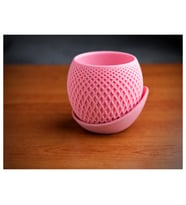 Alvera Küre Saksı – 3D Baskı Kafes Dokulu Iki Parçalı Dekoratif Saksı - Pembe-Pembe